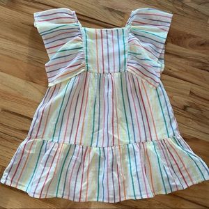 🏷️ Girls Cat & Jack Cotton Flutter Striped Dress/Top S 6